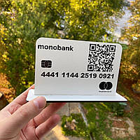 Табличка карта сканер для оплаты QR код Монобанка двухсторонняя табличка Размер: 10х16х6 см