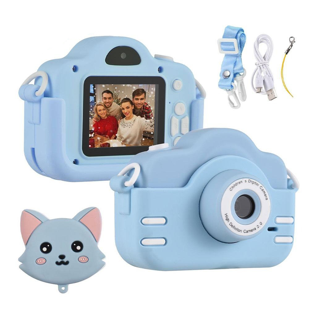 Дитячий фотоапарат A3S цифровий із селфі камерою іграми флешкою чохлом котиком Блакитний