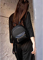 Al Женский модный городской рюкзак из экокожи Sambag Brix SEG черный практичный маленький мини стильный