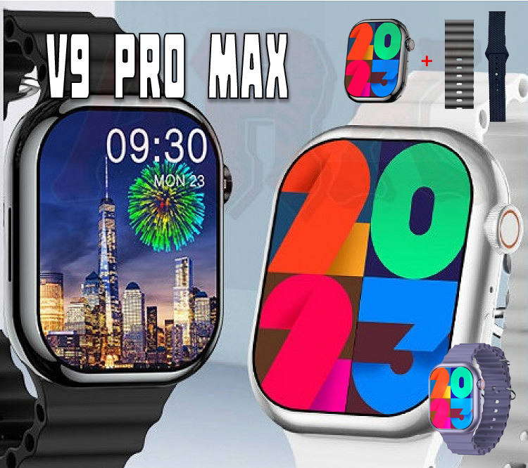 Наручний годинник Smart V9 PRO MAX 2 ремінця , Smart-годинник пульсометр, знімний ремінець, будильник