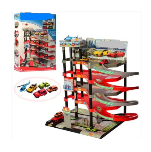 Дитяча Парковка Гараж із ліфтом 5 поверхів, металеві машинки 6666, фото 1