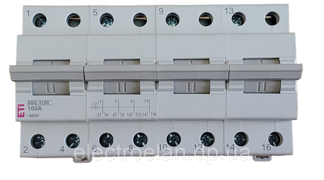 Перемикач навантаження ETI SSQ 4100 трипозиційний 4P 100A 1-0-2 240/415V~, фото 1
