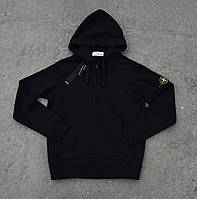 Кофта толстовка зіп худі Stone Island з капюшоном Стон Айленд чорна