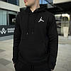Чоловіча кофта Nike Jordan чорна на флісі худі Найк Джордан толстовка, фото 3