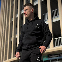 Чоловіча кофта Nike Jordan чорна на флісі худі Найк Джордан толстовка