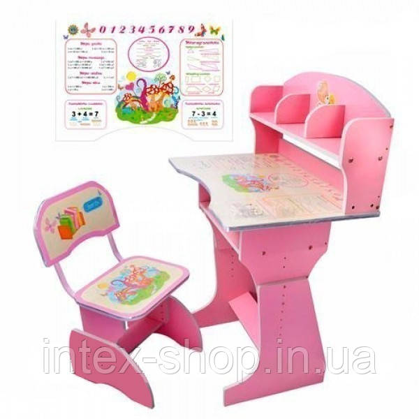 Дитяча парта зі стільчиком трансформером Bambi HB 2070-02 (стіл-парта розтишка)