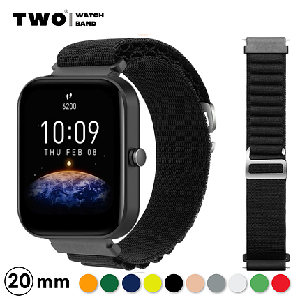 Ремінець для Xiaomi Amazfit Bip 3 / Bip 3 PRO нейлоновий Чорний, фото 1