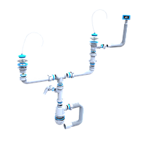 Сифон "Лотос-Мойка" (неіржавкий випуск 1*1/2") для подвійних мийок із переливом, з відведенням для пральної машини та