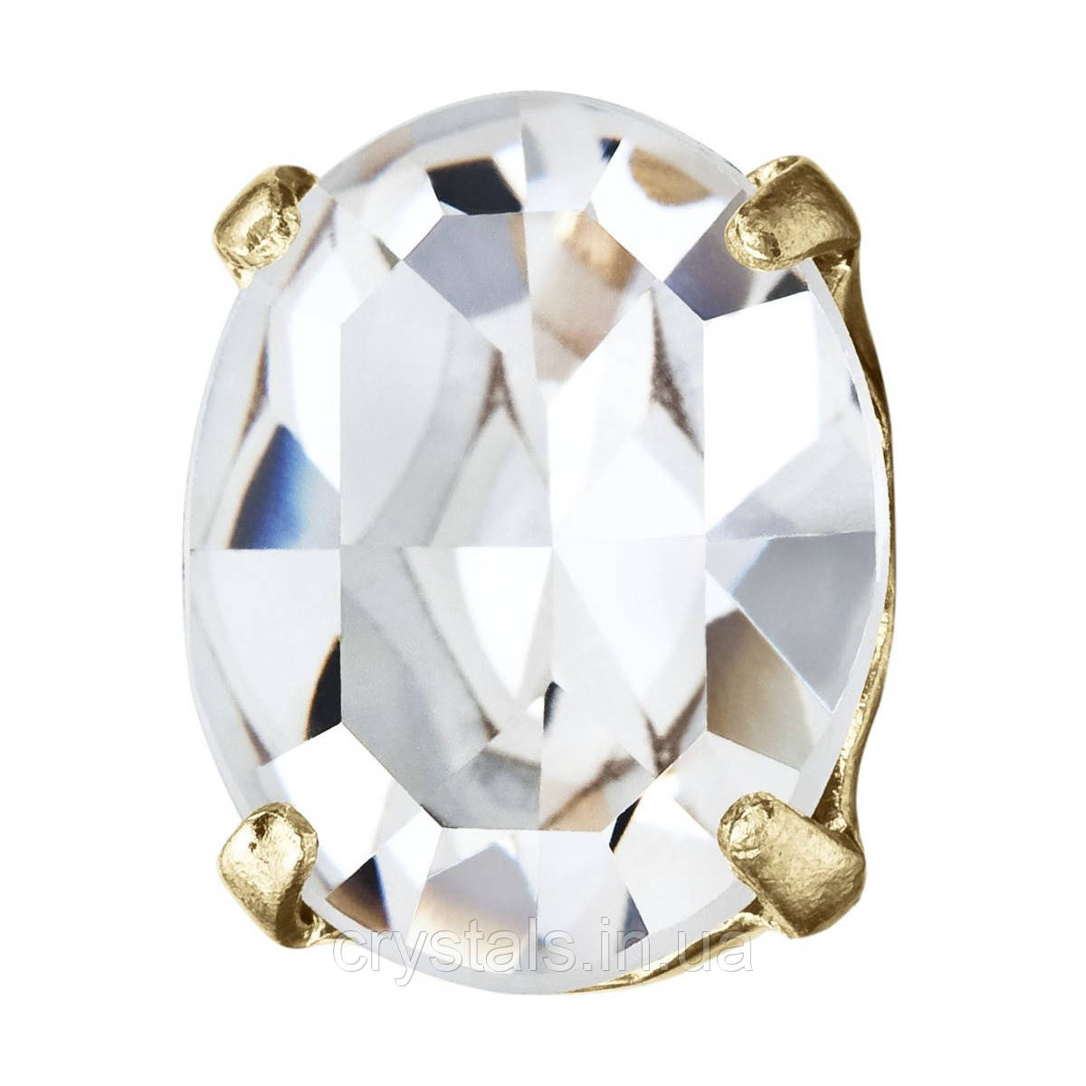 Овали в цапах Preciosa (Чехія) 14х10 мм Crystal/золото, фото 1