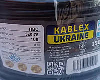 Кабель мідний ПВС 3х0.75 провід круглий багатожильний Одеса Каблекс (чорний)