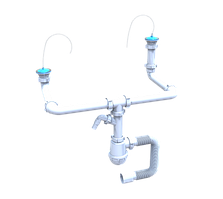 Сифон "Лотос-Мойка-економ місце" (неіржавкий випуск 1*1/2") для всіх різновидів спарених, різнорівневих мийок з