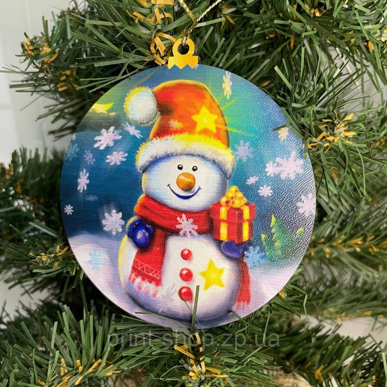 Новорічна іграшка на ялинку Еко іграшка "Сніговик 5" Розмір 8,5 см, фото 1