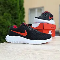 Мужские кроссовки Nike Найк Air max, вязка, пена, черные с красным***. 40