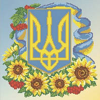 Вишивка бісером "Герб з квітами" 27х27 см