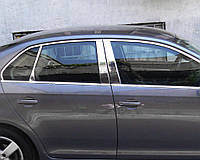 Молдинг дверных стоек (6 шт, нерж) для Volkswagen Jetta 2006-2011 гг