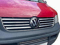 Накладки на решетку (8 полосок, нерж) Carmos - Турецкая сталь для Volkswagen T5 Transporter 2003-2010 гг T.C