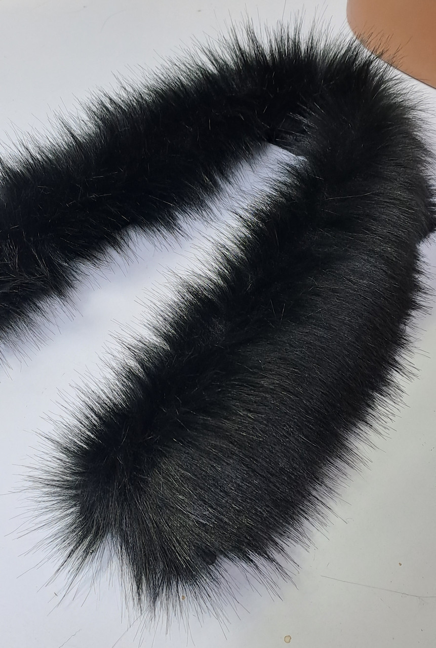 Опушка из эко меха (искусственного) черная (80 см) - фото 3 - id-p2027852804