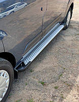 Боковые пороги Allmond Grey (2 шт., алюм.) Короткая база для Ford Custom 2013-2024 гг