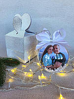 Новорічна іграшка з фото з двух сторін. Фото-іграшка на ялинку 8 см діаметр