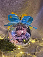 Новорічна іграшка фото куля з двух сторін. Фото-іграшка на ялинку 10 см діаметр