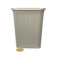 Кошик для брудного одягу з кришкою KNITTING, пластик, бежевий SNMZ, фото 2