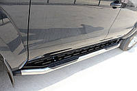 Боковые пороги Amazon Silver (2 шт, нерж) 76 мм для Ford Ranger 2011-2024 гг