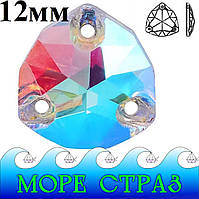 Разноцветные пришивные треугольные стразы триллиант Clear Crystal AB 12мм стекло хамелеон бензинка