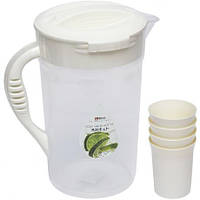 Набір для напоїв глечик пластиковий 2,5л. та 4 склянки 601-6208-4 купити дешево оптом в інтернет-магазині