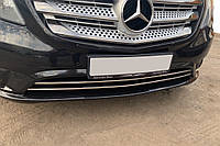 Накладки на решетку бампера (2 шт, нерж) Vito грузовой (черный хром) для Mercedes Vito/V-class W447 2014-2024