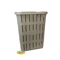 Пластиковий кошик з кришкою для білизни BAMBU, бежевий SNMZ, фото 3