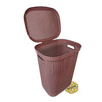 Відро для грязної білизни з кришкою DAMLA, пластик, запорошена троянда SNMZ, фото 2