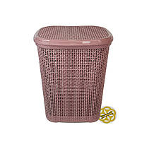 Відро для грязної білизни з кришкою DAMLA, пластик, запорошена троянда SNMZ, фото 3