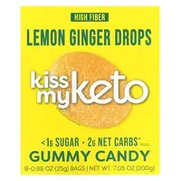 Kiss My Keto, Gummy Candy, лимонно-імбирні краплі, 8 пакетиків по 25 г (0,88 унції) в Україні