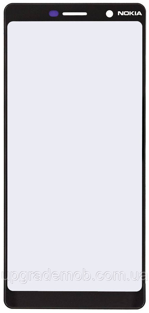 Скло дисплея Nokia 7 Plus чорне з OCA-плівкою оригінал з олеофобним покриттям, фото 1