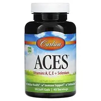 Carlson, ACES, витамины A, C, E и селен, 90 мягких таблеток в Украине