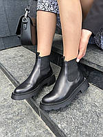 Челсі жіночі шкіряні чорного кольору зимові