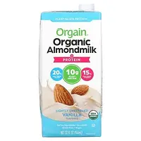 Orgain, Растительное, органическое миндальное молоко и протеин, ваниль с легким подслащением, 946 мл (32 жидк.