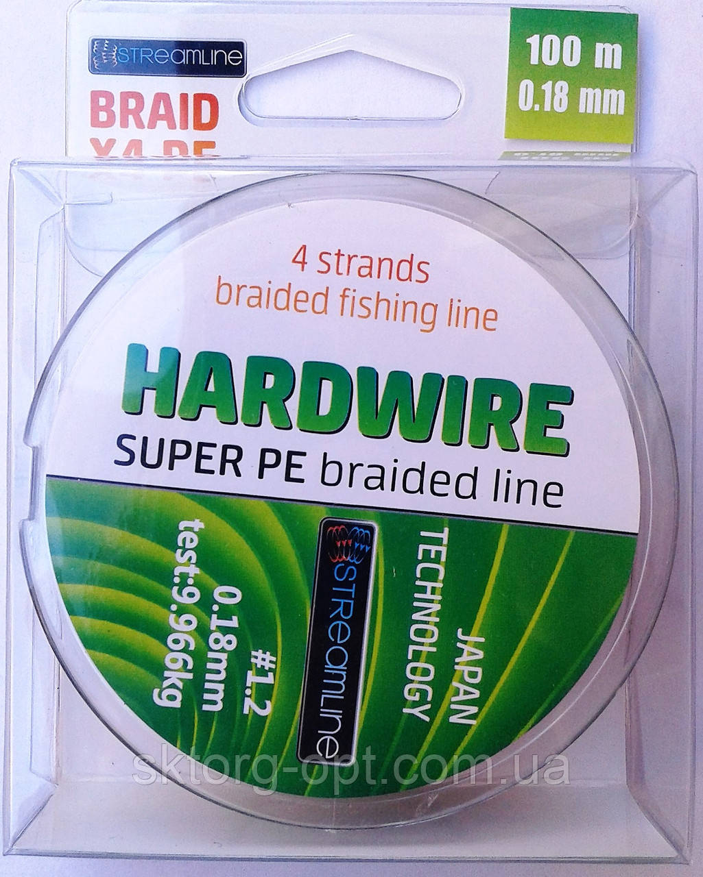 Шнур STREAMLINE HARDWIRE 100m 0.18 mm dark green 4-жильний