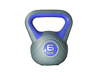 Гиря LiveUp PLASTIC KETTLEBELL сірий/фіолетовий 6кг