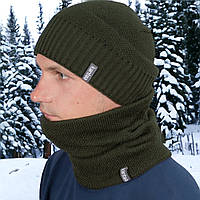 Зимова флісова шапка чоловіча з хомутом, флісовий комплект чоловічий теплий для військових і повсякденного носіння