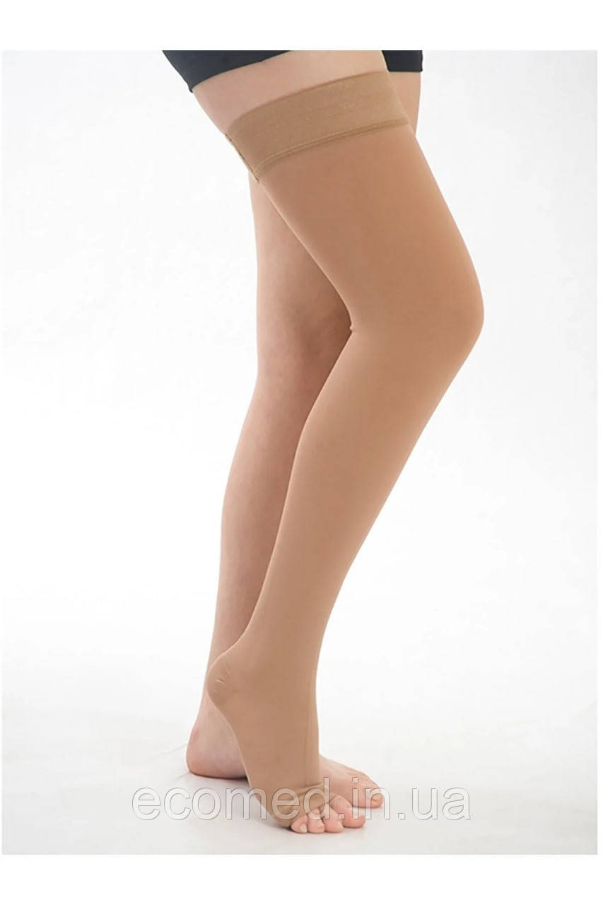 Компрес.панчохи до стегна 2 клас відкр.нос, беж, р.M, фото 1