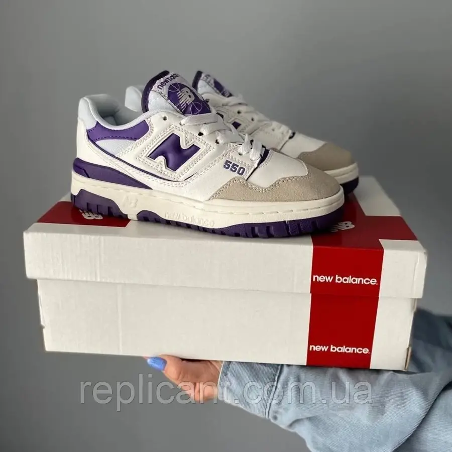 Чоловічі кросівки New Balance 550 White Purple Нью-біланс кросівки (22041) (22417), фото 1