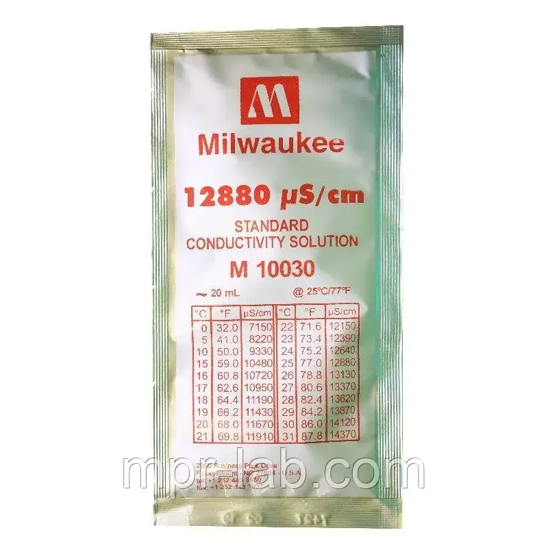Калибровочный раствор Milwaukee M10030 12880 µS/cm (мкСм) для кондуктометра, 20мл, Венгрия - фото 2 - id-p745970519