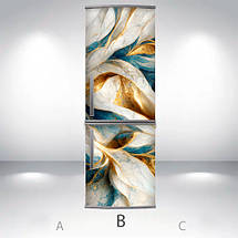 Наклейка на холодильник, текстура під білий мармур із золотом та бірюзою, 180х60 см - Лицьова (В), з ламінуванням, фото 4