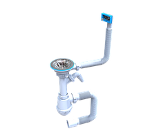 Сифон "Лотос-Мойка BIG" (неіржавкий випуск 3*1/2") для мийок із переливом і відведенням для пральної