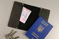 Обложка для паспорта (черная фактурная кожа)