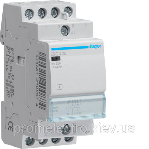 Контактор модульний стандарт 25 А з катушкою на 230 В АС 4Н,В, HAGER ESC425