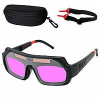 Очки сварочные Хамелеон + чехол / Очки защитные для сварщика с автоматическим затемнением