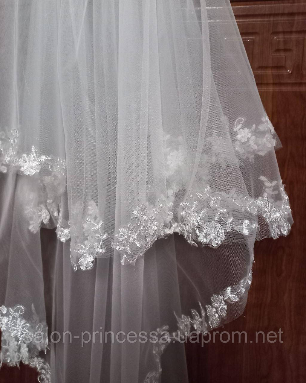 Белая свадебная фата с кружевами мод. "Росинка" - фото 4 - id-p2028219780