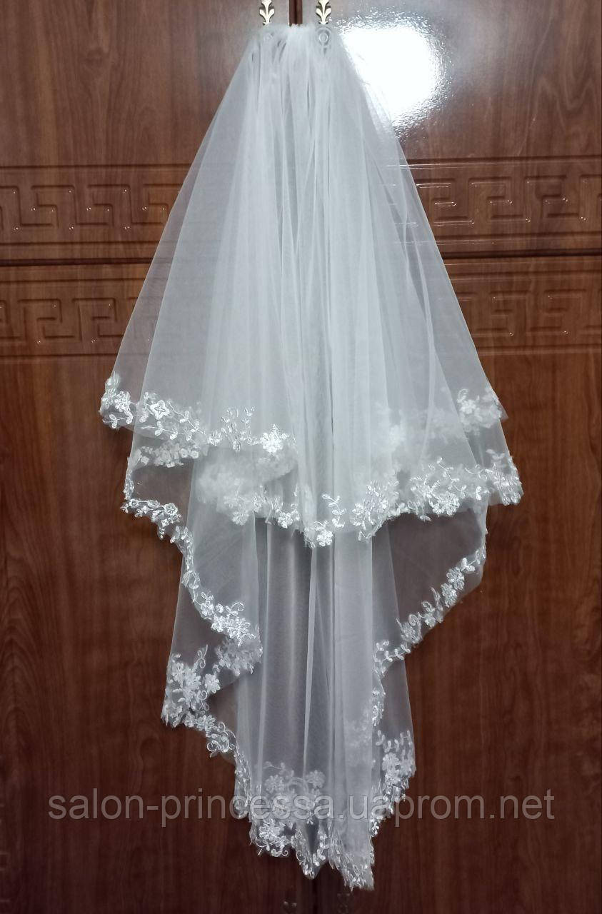 Белая свадебная фата с кружевами мод. "Росинка" - фото 5 - id-p2028219780